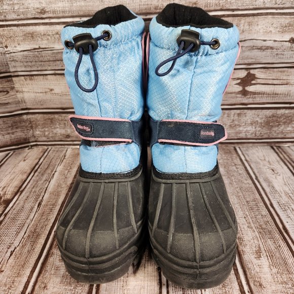 LONDON FOG Youth Girl's 4/5 Pull On Winter Snow Boot Blue Black - Picture 3 of 10